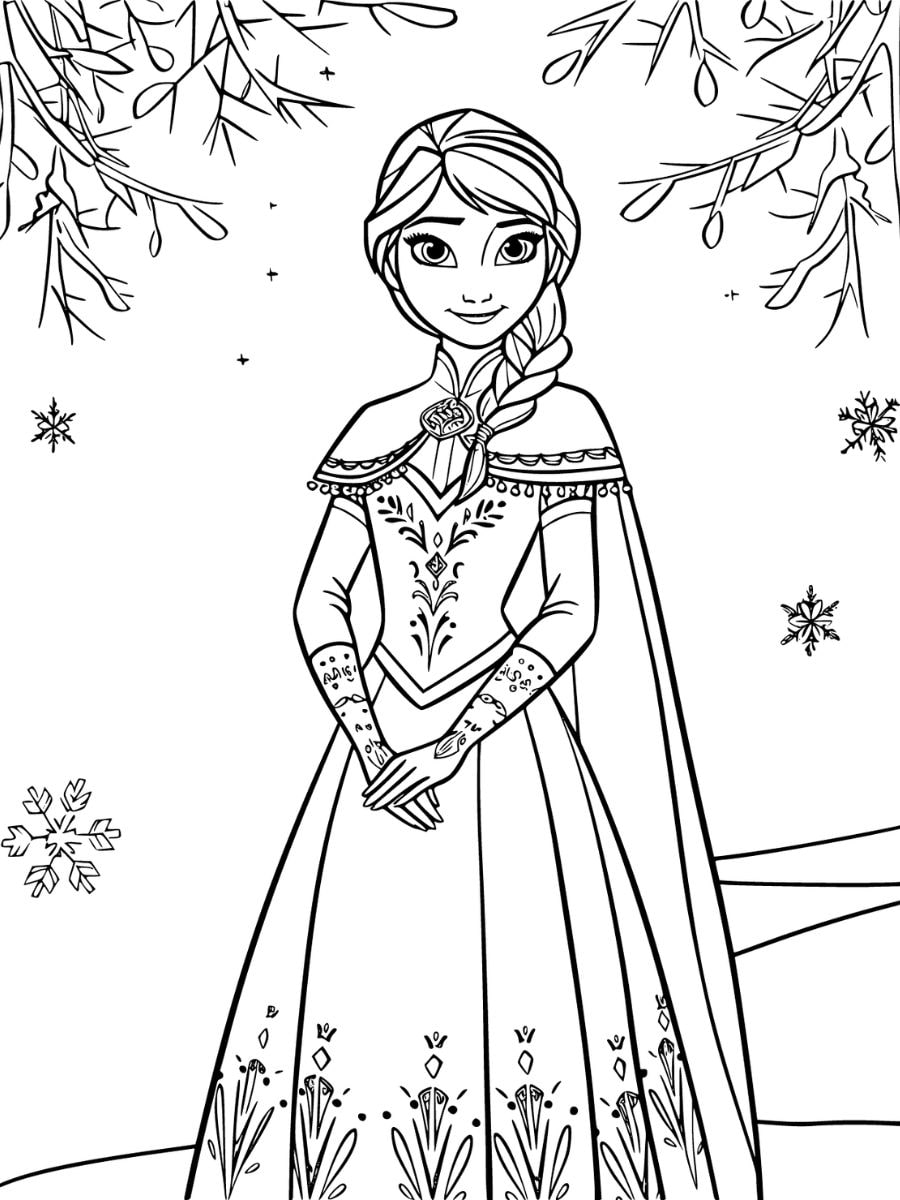 anna reine des neiges coloriage