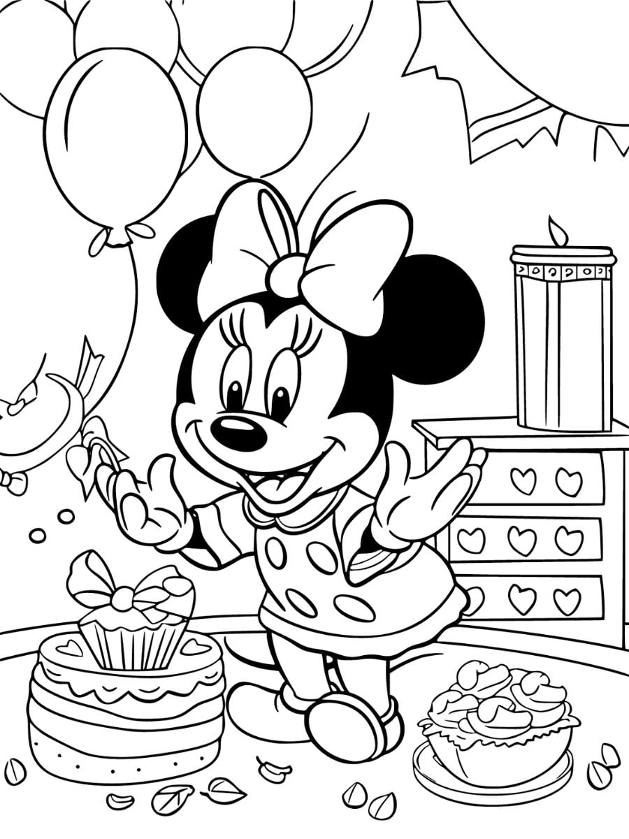 coloriage minnie anniversaire