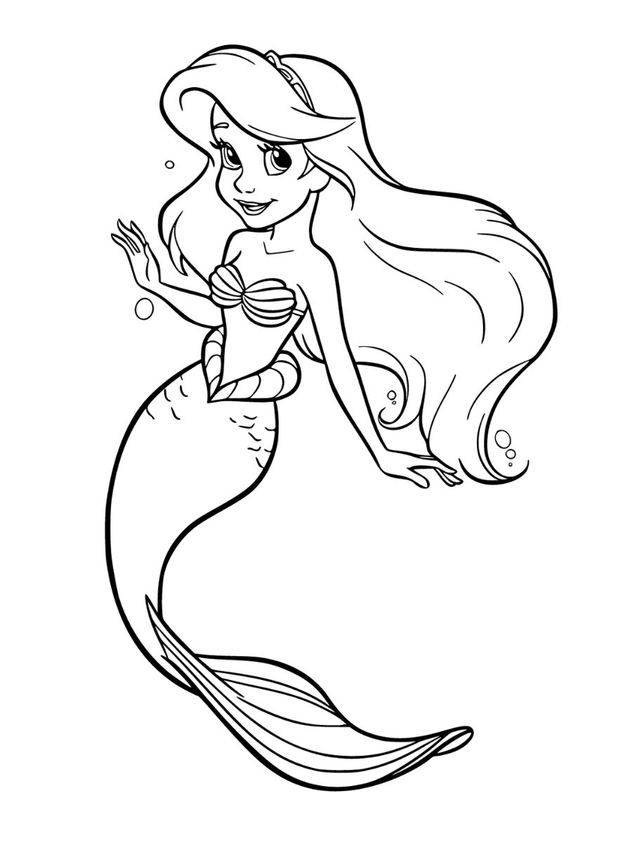 coloriage ariel la petite sirène