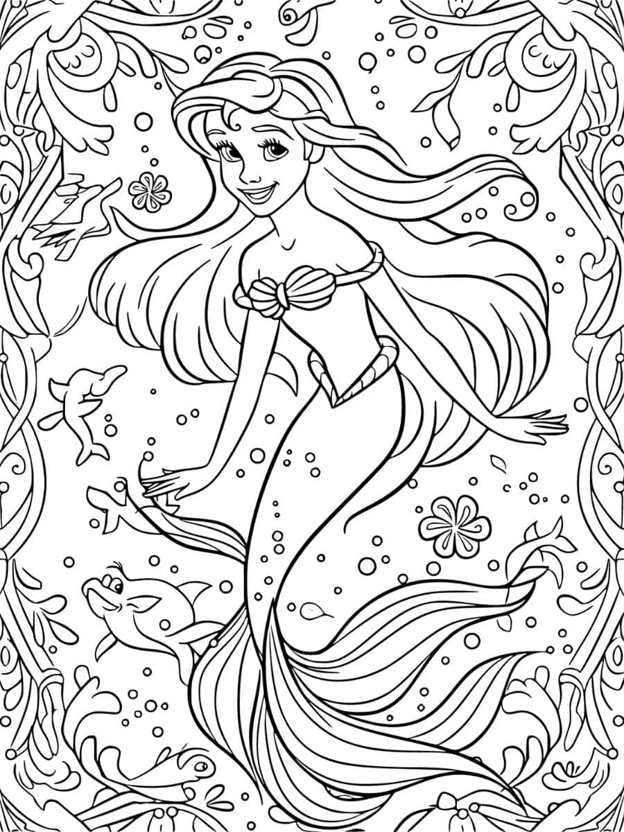 coloriage ariel petite sirene