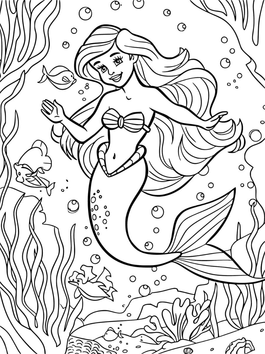 coloriage arielle la petite sirène