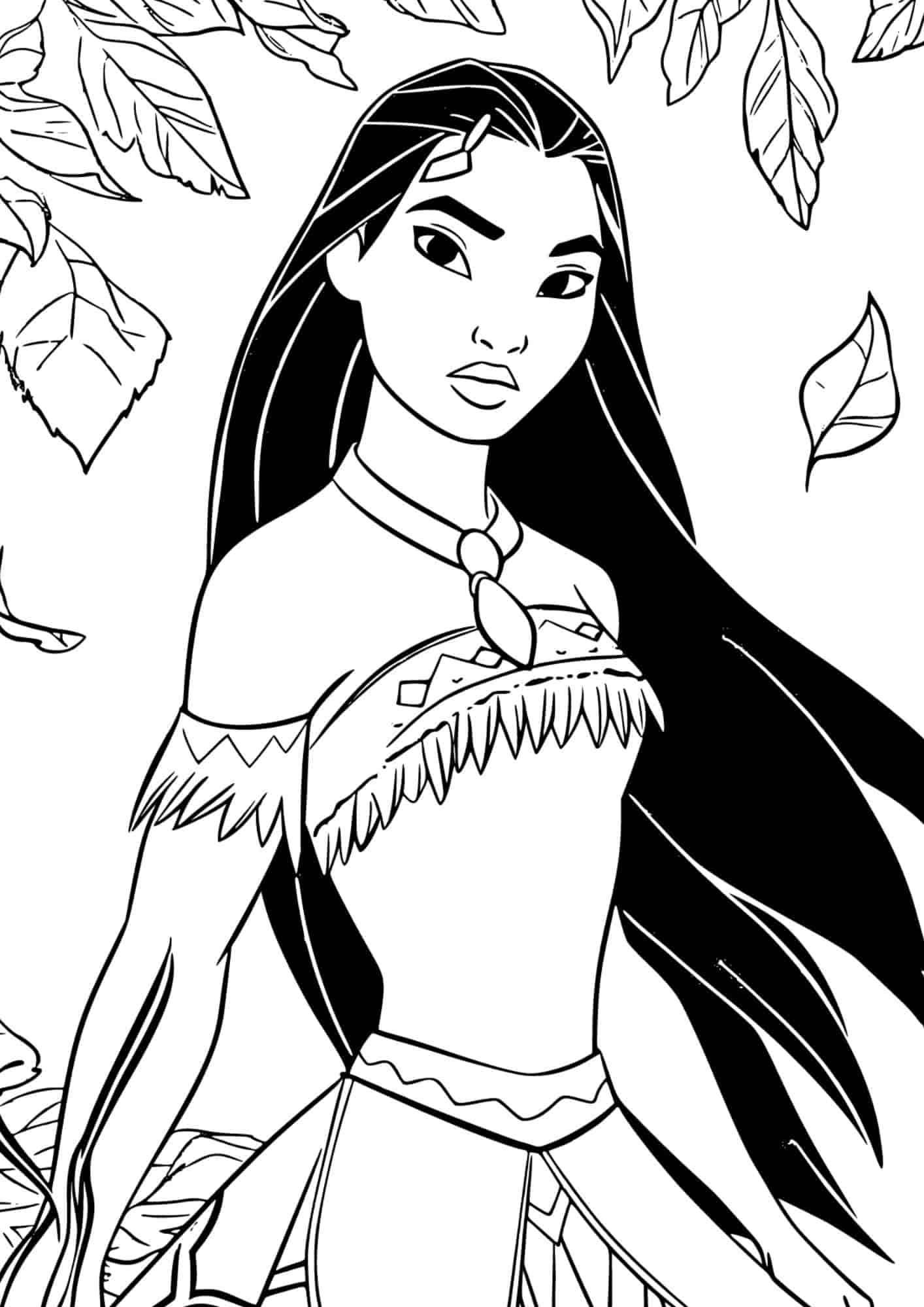 coloriage princesse disney pocahontas en pose de héroïne