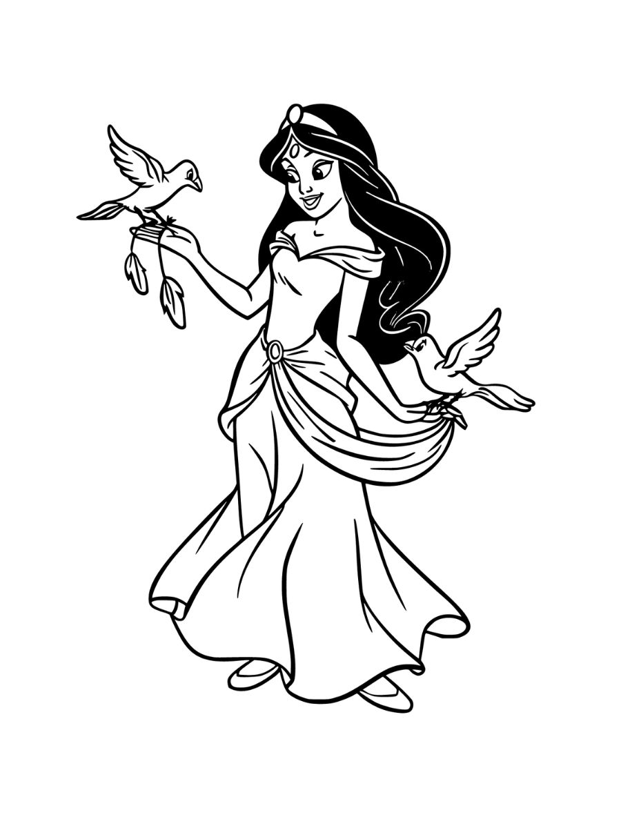 Coloriage Jasmine a imprimer gratuit