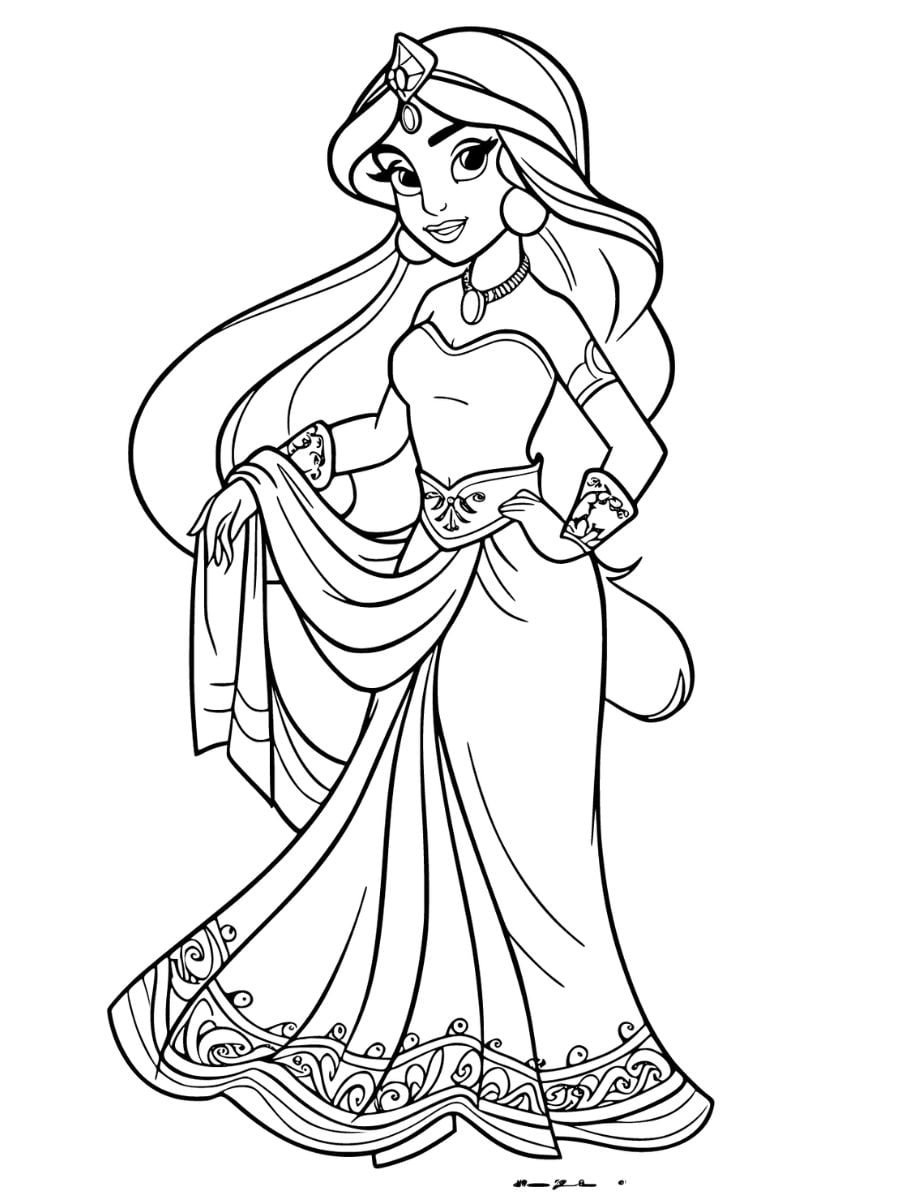 Jasmine disney coloriage en action