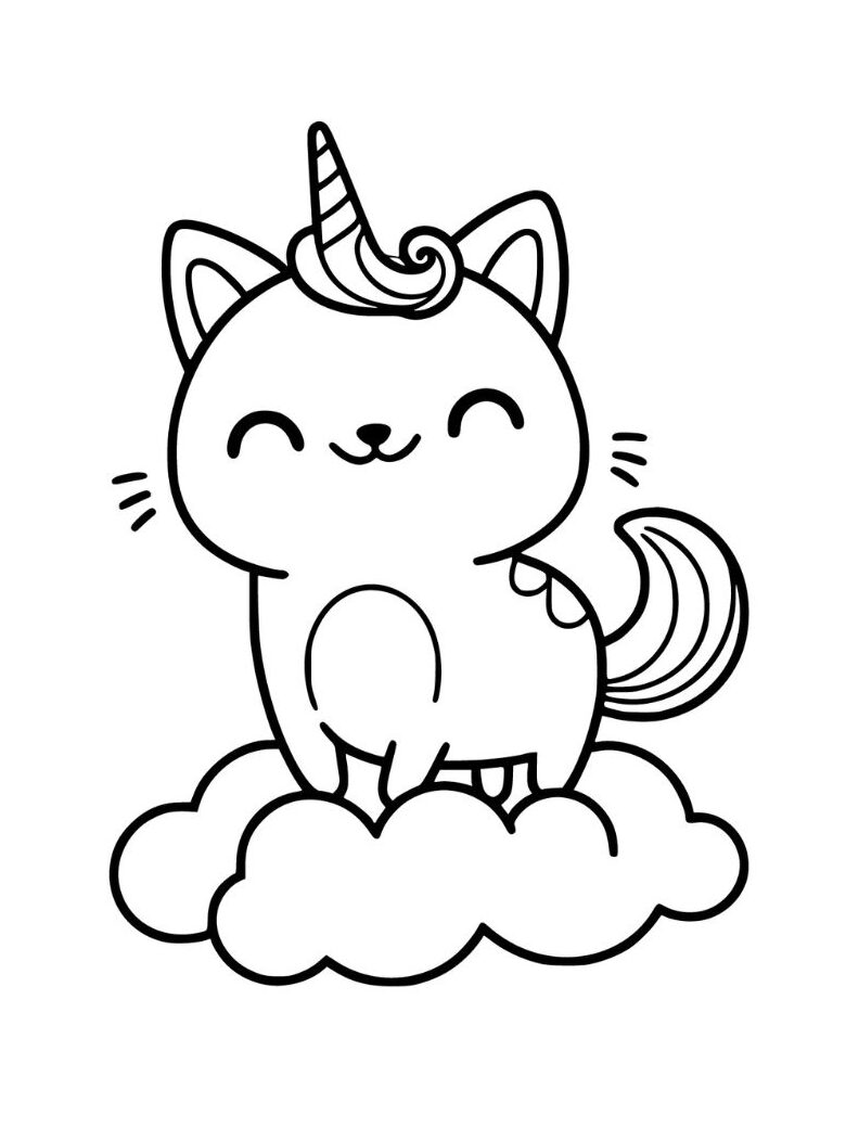 chat licorne coloriage