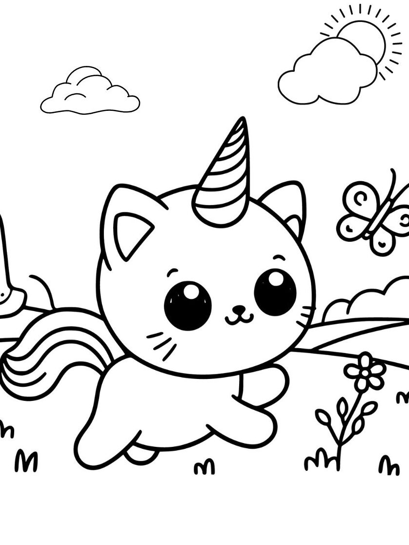 chat licorne coloriage gratuit