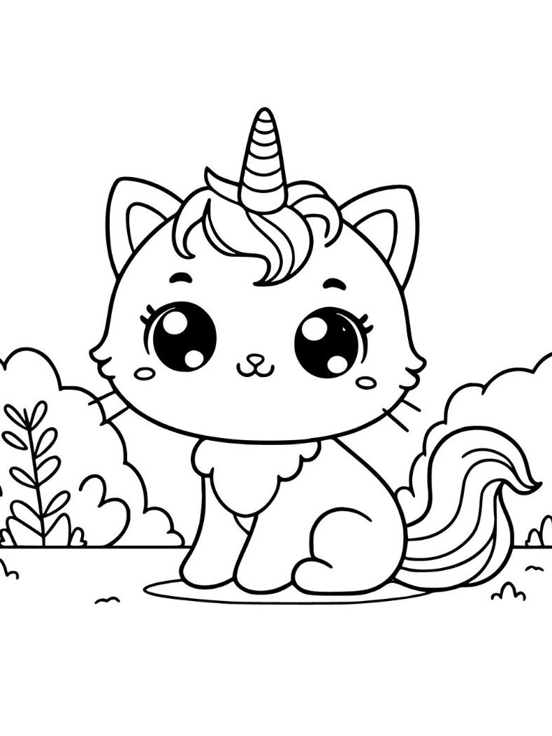 coloriage à imprimer chat licorne