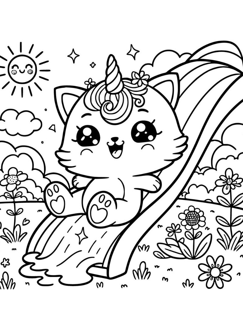 coloriage bébé chat licorne