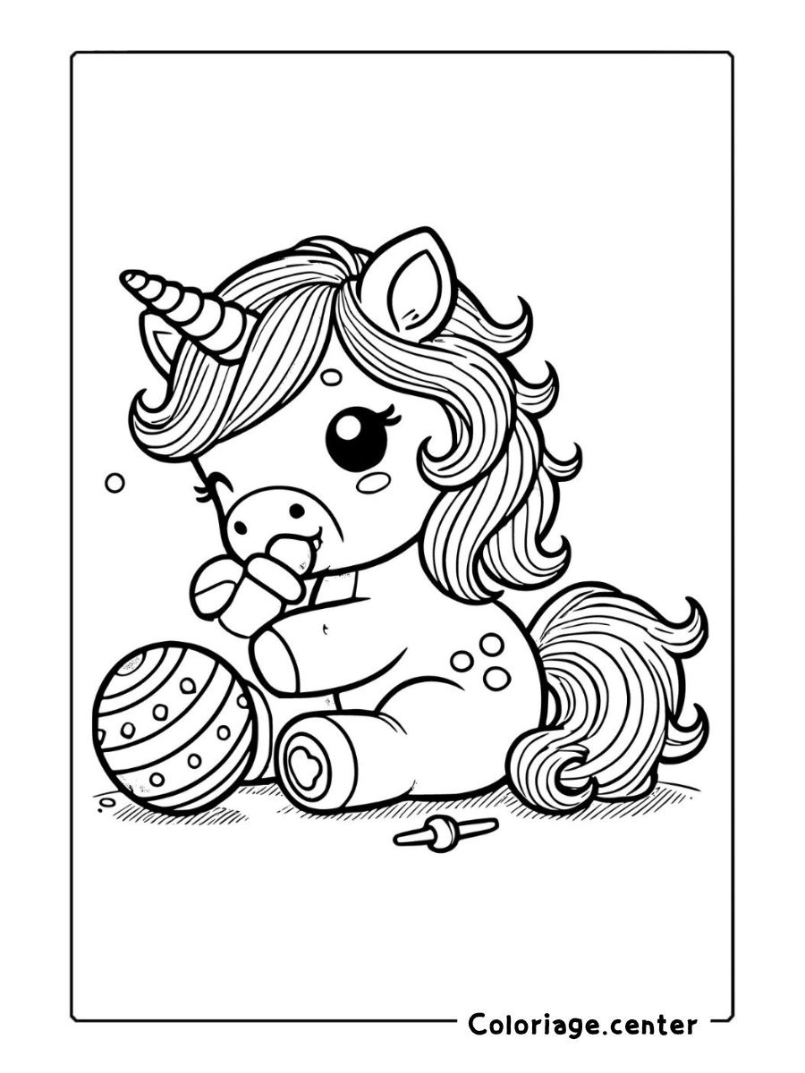 coloriage bébé licorne à imprimer