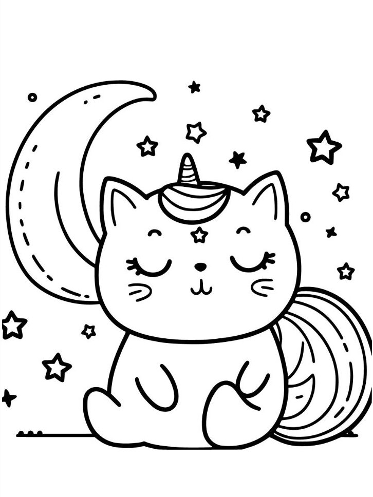 coloriage chat licorne à imprimer