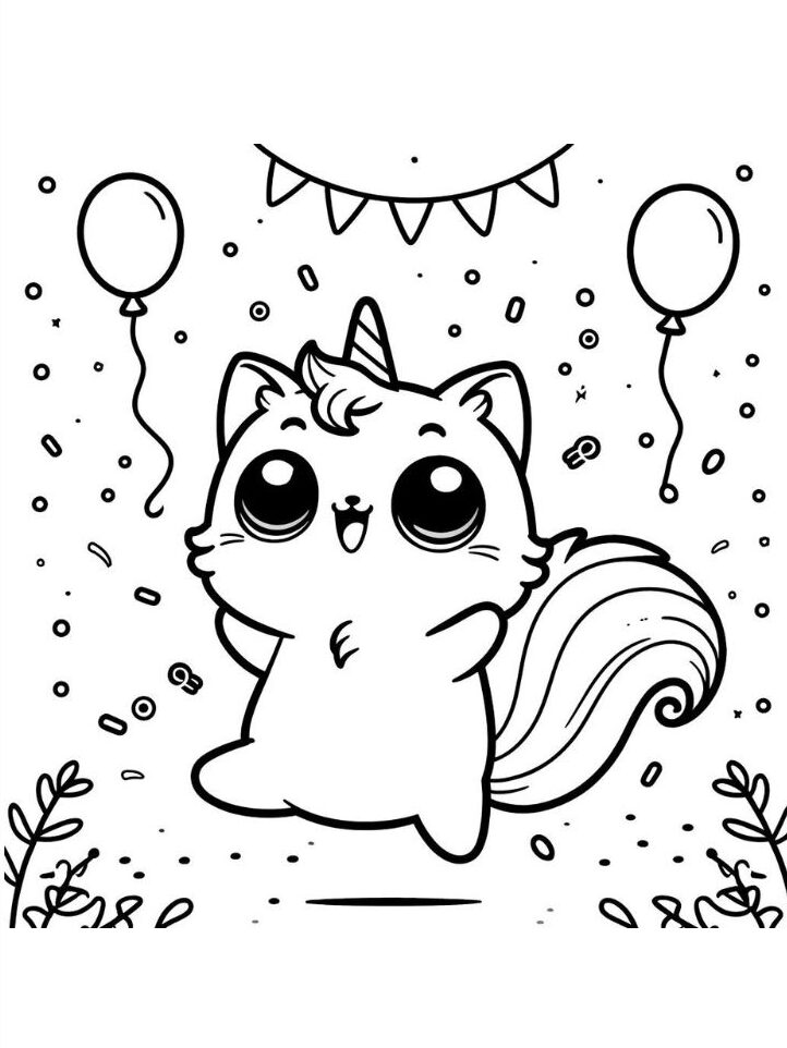 coloriage chat licorne à imprimer gratuit