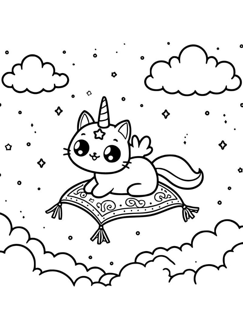 coloriage chat licorne gratuit