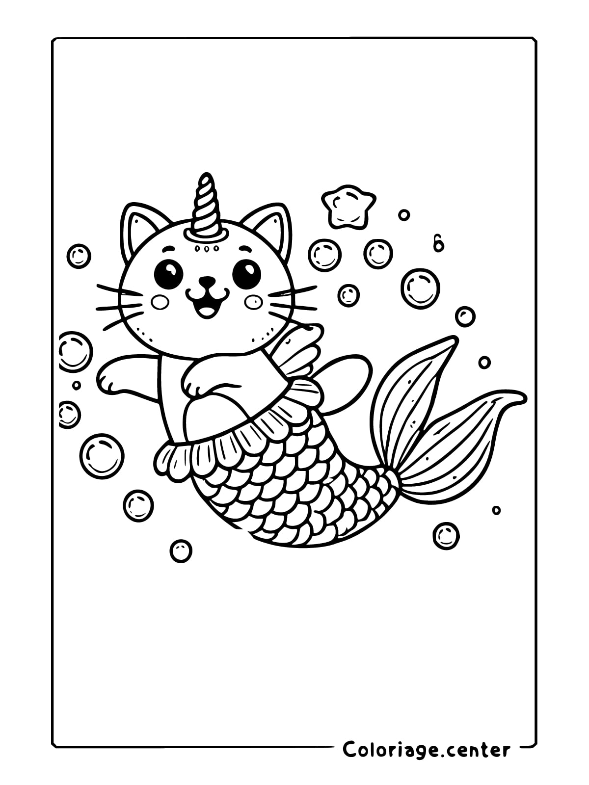 coloriage chat licorne sirene gratuit