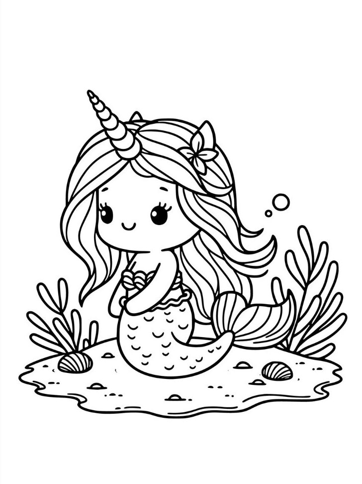 coloriage chat sirene licorne