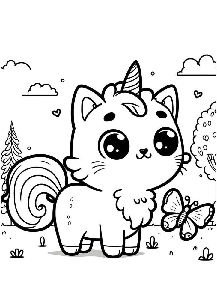 coloriage chaton licorne