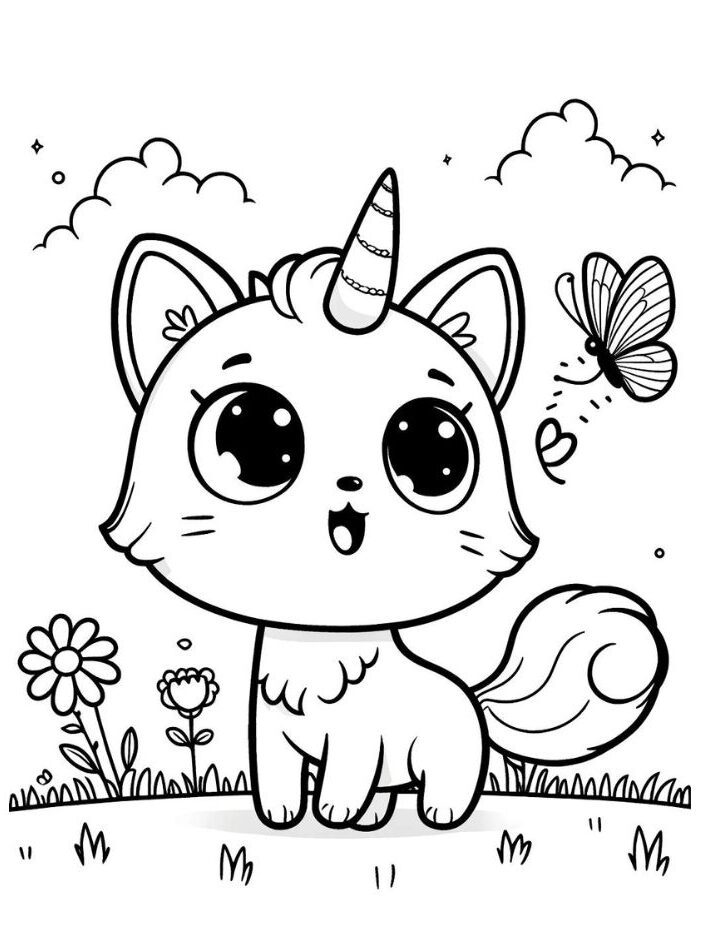 coloriage de chat licorne