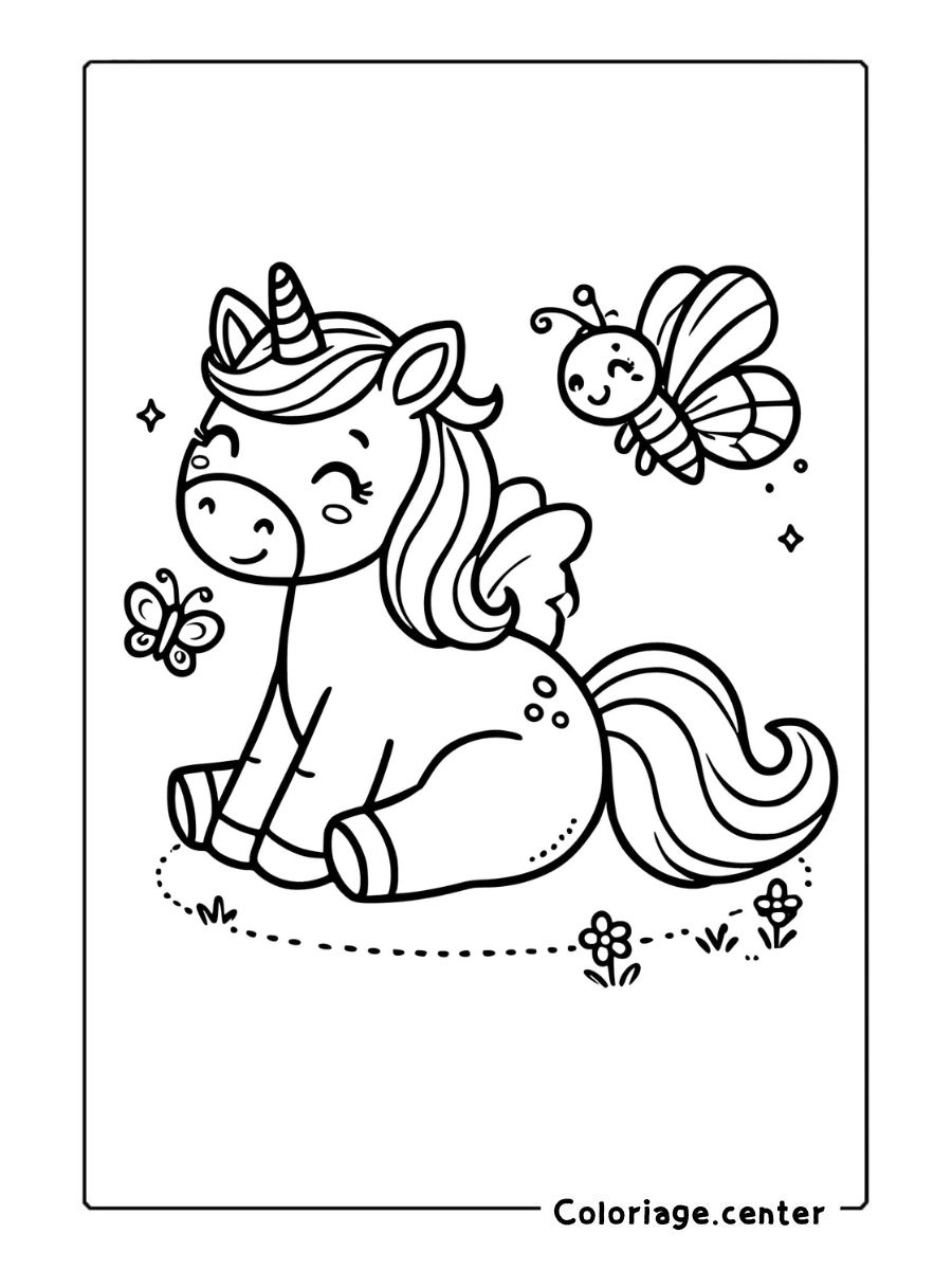 coloriage de licorne facile pdf