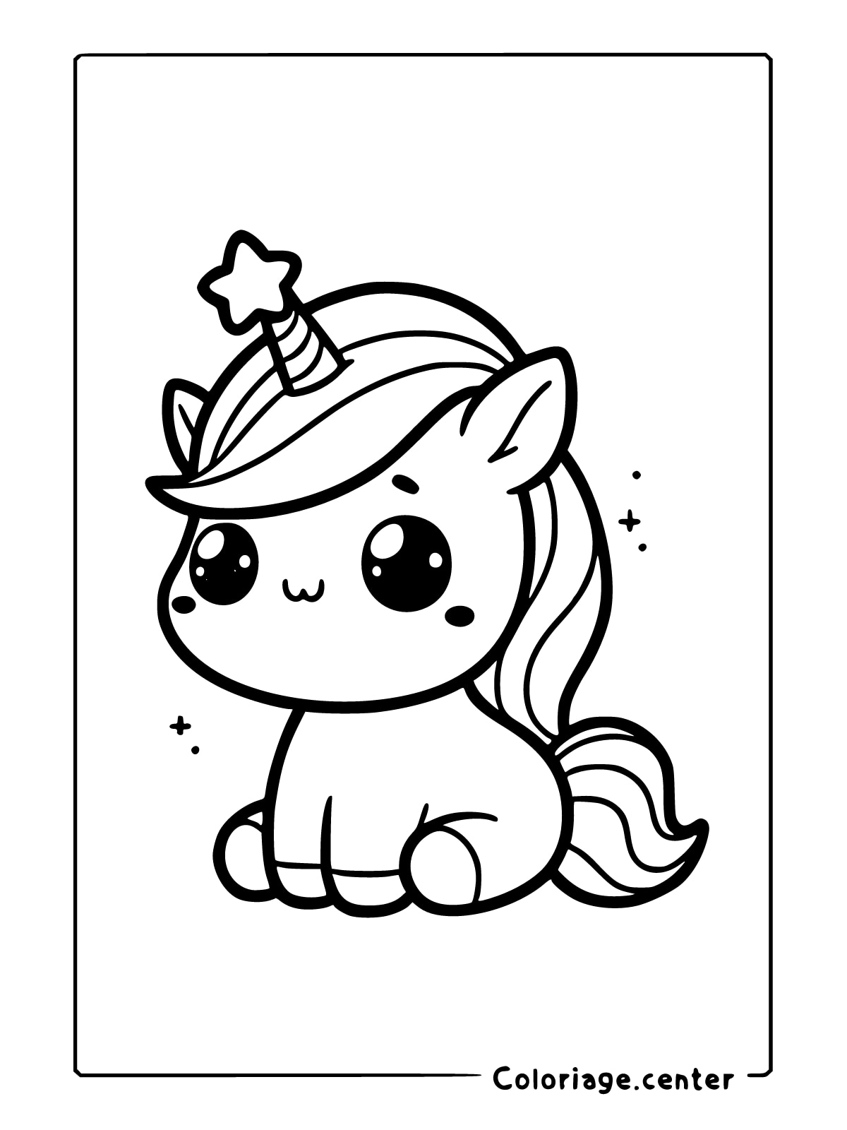 coloriage de licorne kawaii