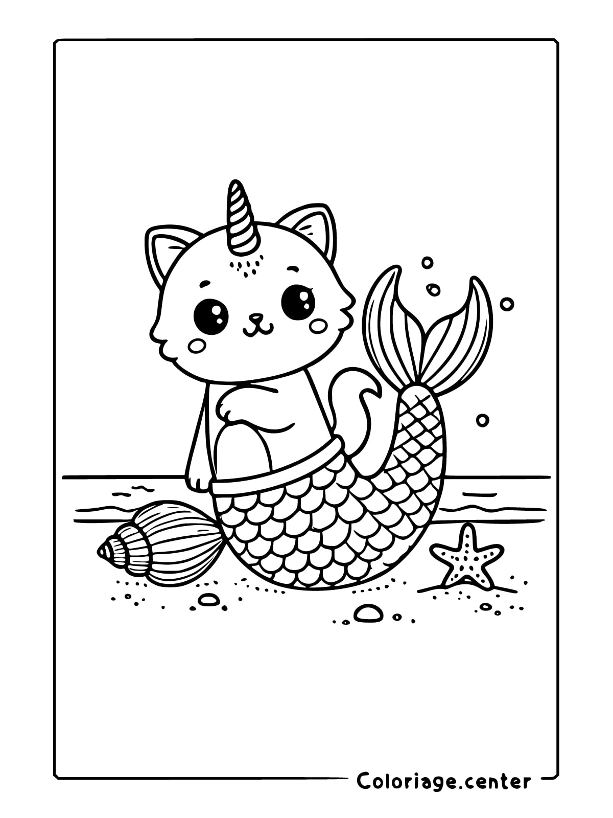 coloriage gratuit chat licorne sirene