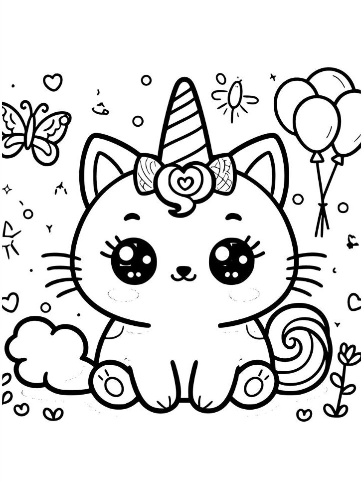 coloriage licorne chat