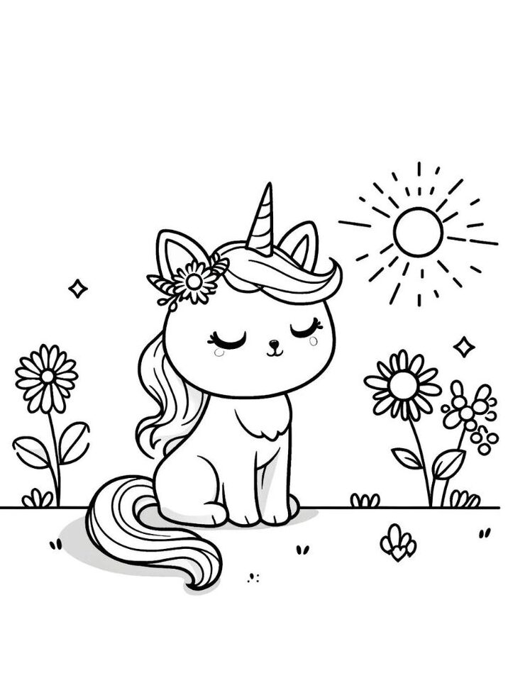 coloriage licorne chat gratuit