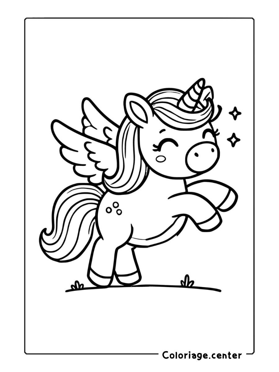 coloriage licorne facile à imprimer gratuit pdf