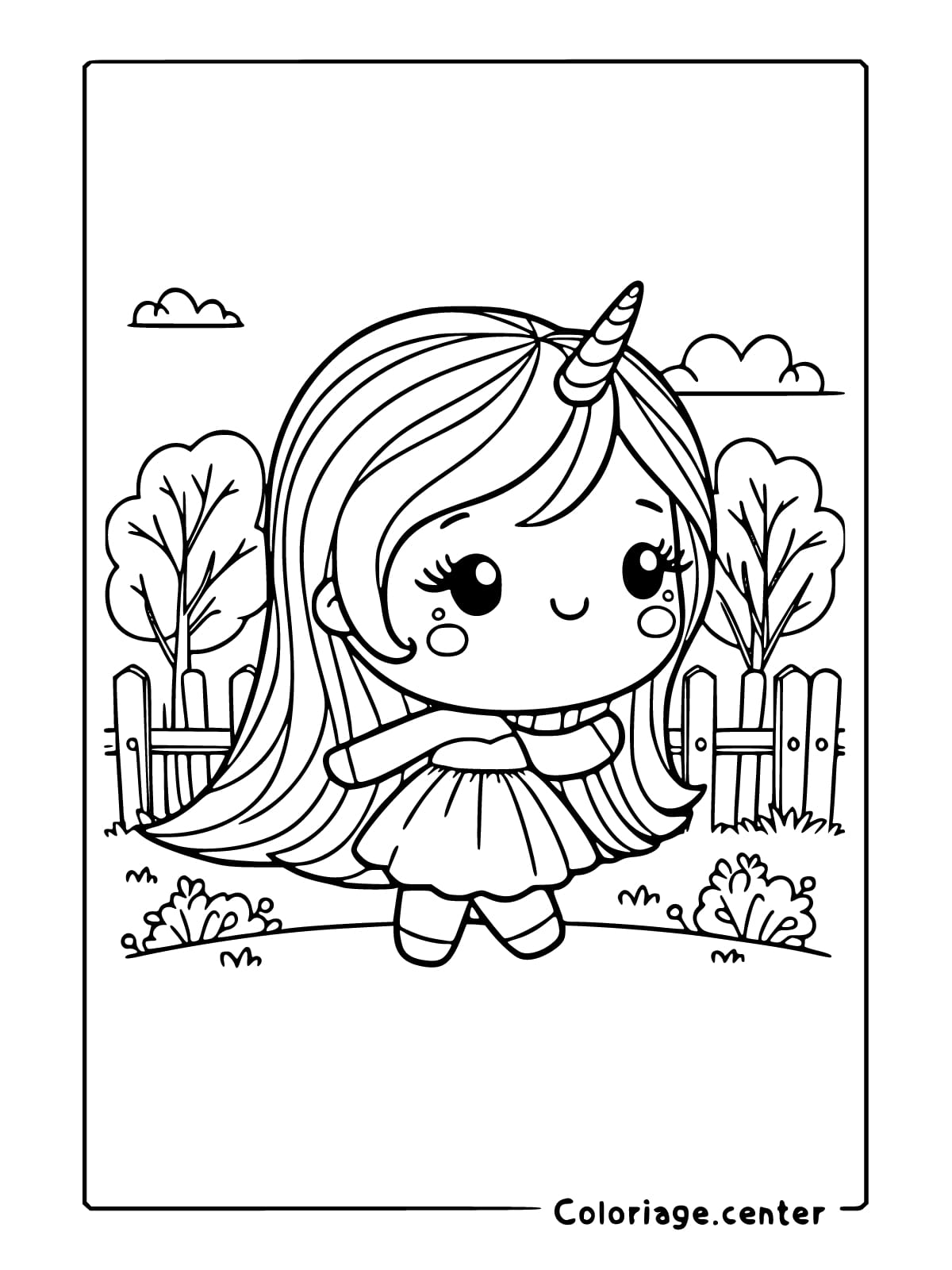 coloriage licorne fille gratuit