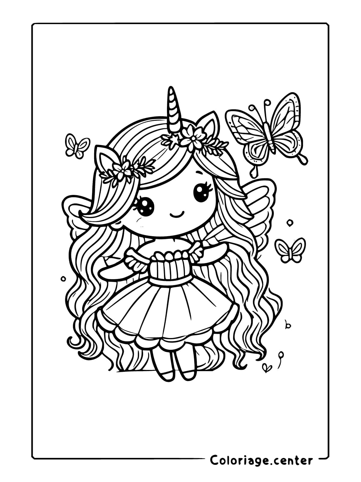 coloriage licorne fille