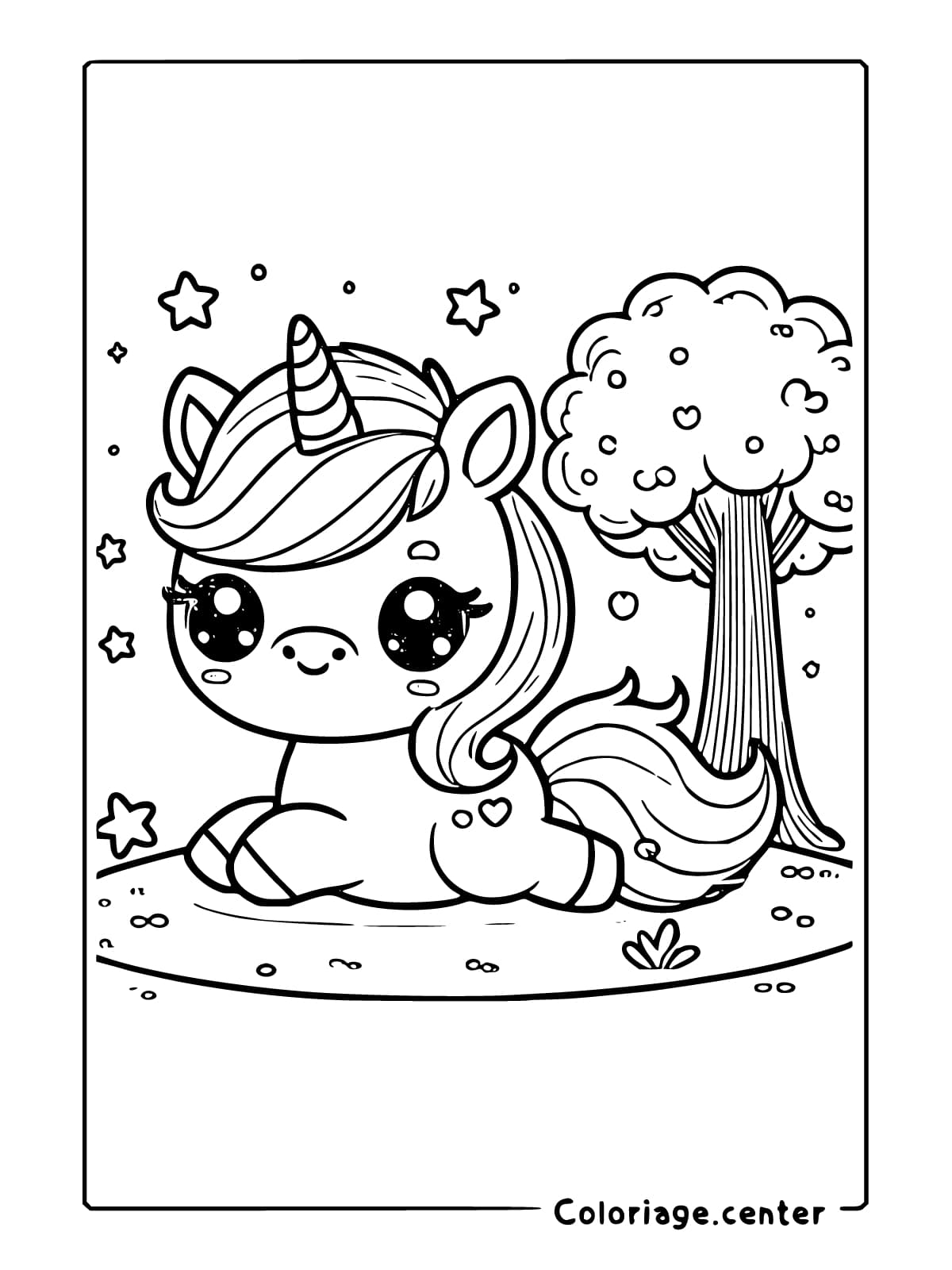 coloriage licorne kawaii a imprimer gratuit