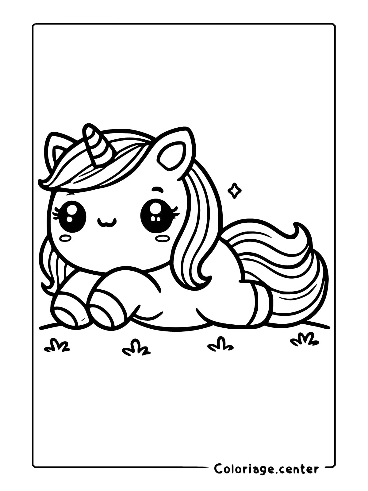 coloriage licorne kawaii à imprimer gratuit