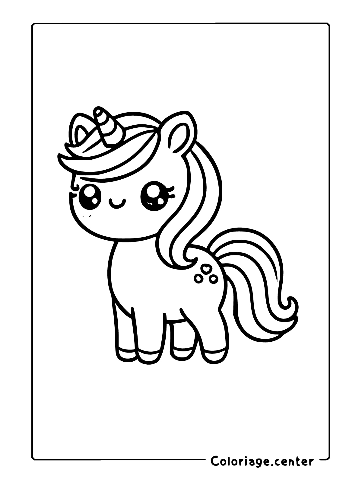 coloriage licorne kawaii facile