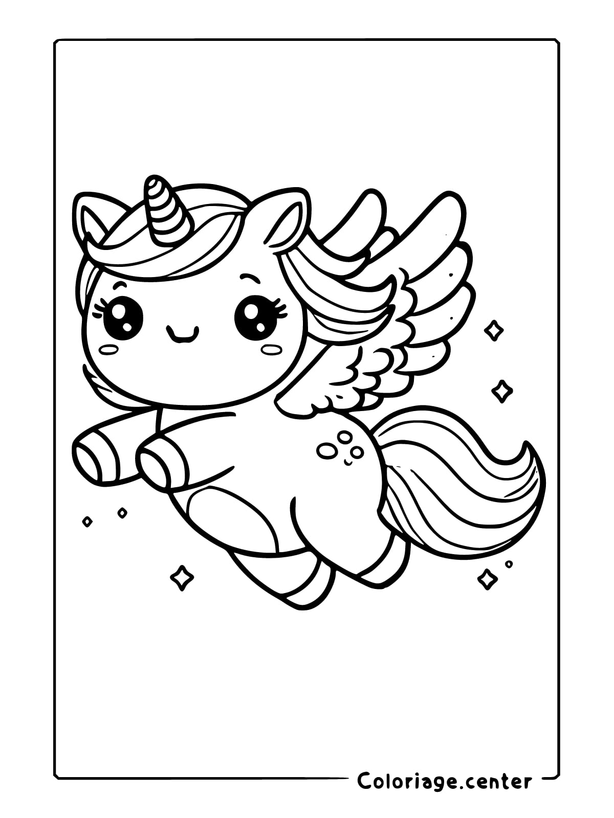 coloriage licorne kawaii