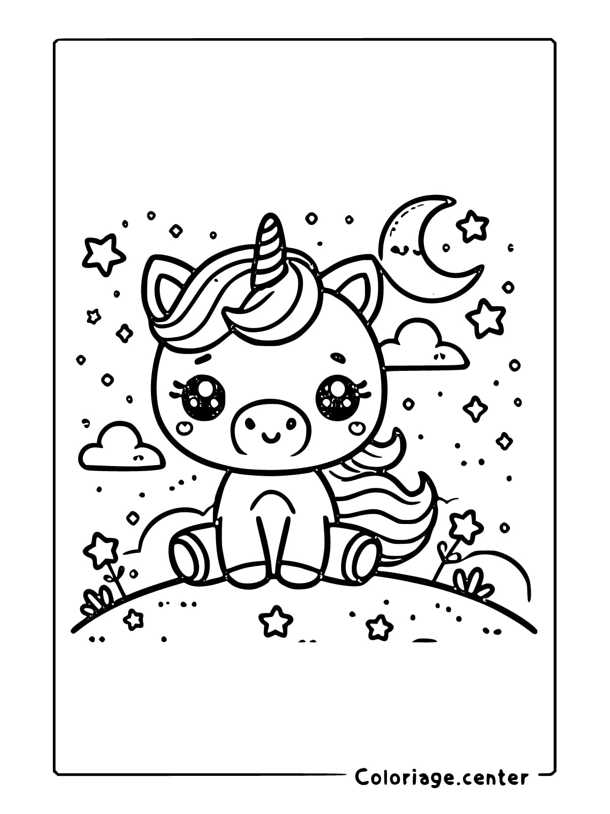 coloriage licorne mignon