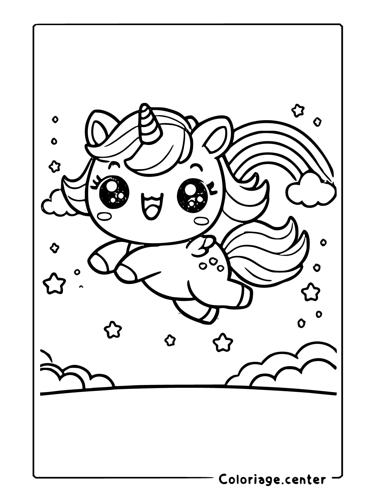 coloriage licorne mignonne