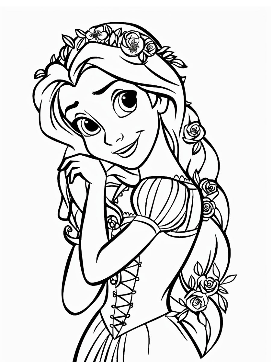 coloriage princesse raiponce à imprimer