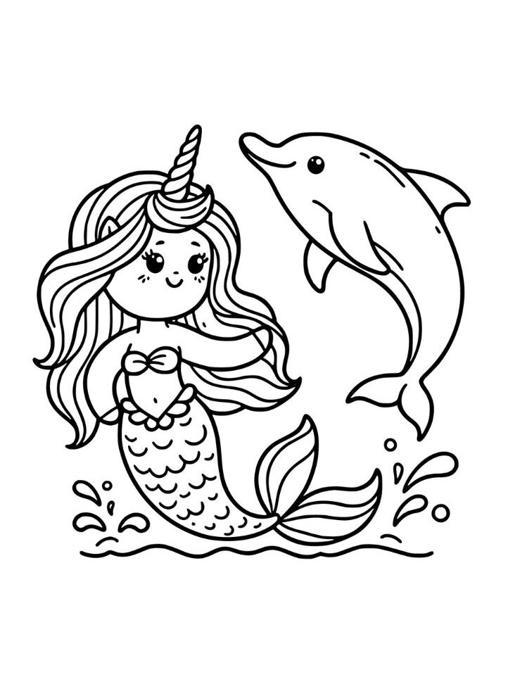 coloriage sirène licorne