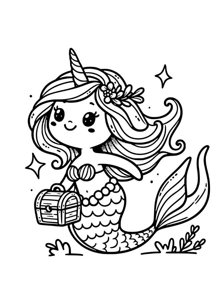 coloriage sirene licorne