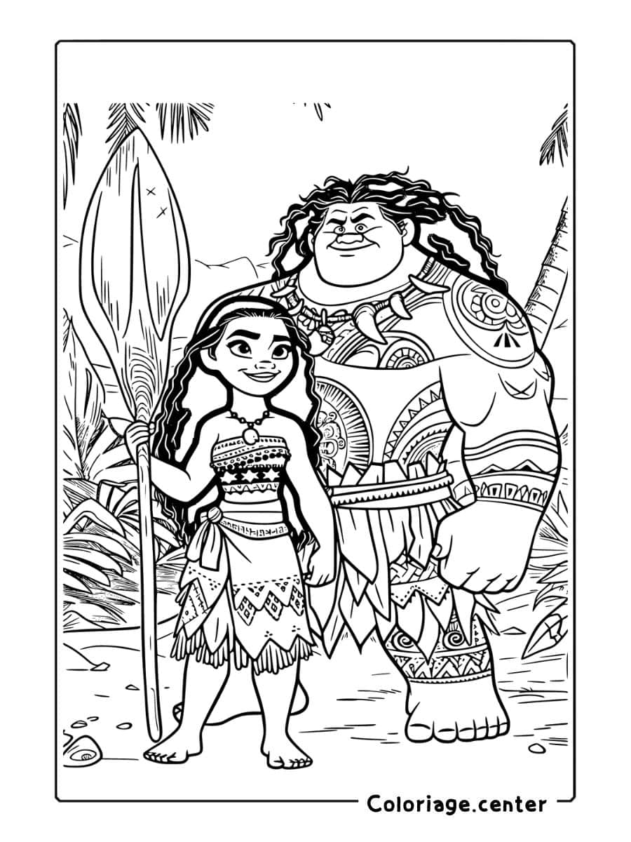 coloriage vaiana facile