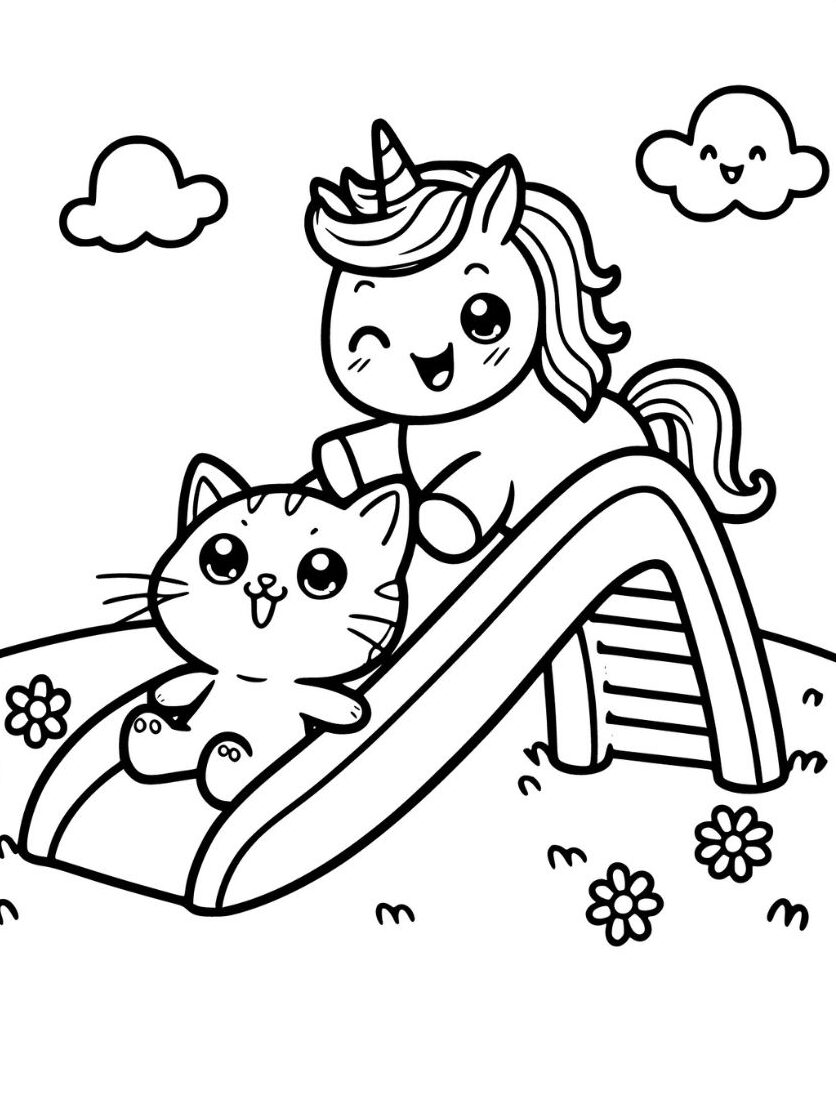 licorne chat coloriage