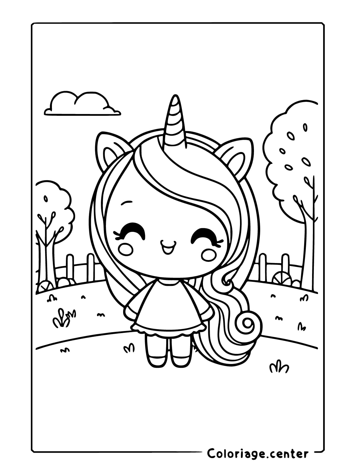 licorne fille coloriage