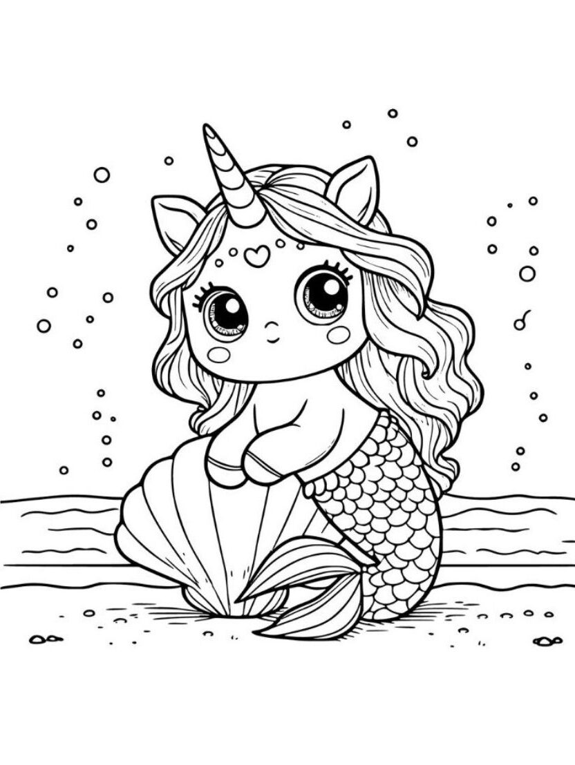 licorne sirène coloriage