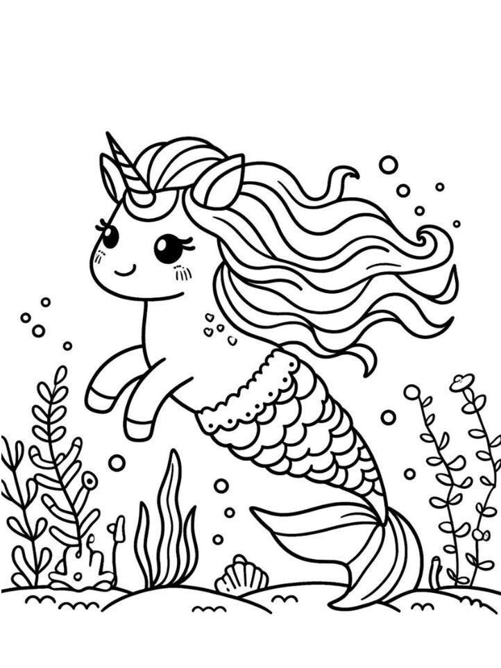 licorne sirene coloriage