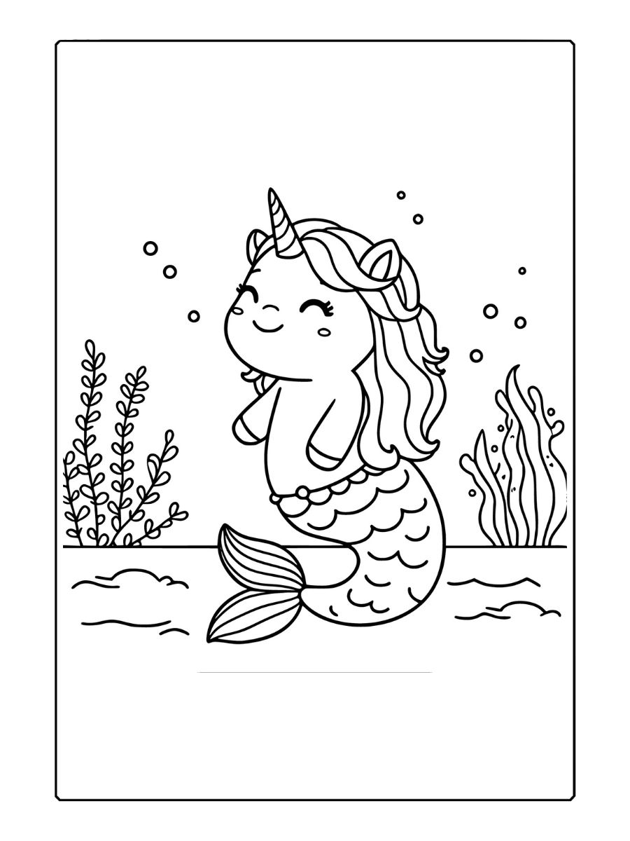 sirene licorne coloriage