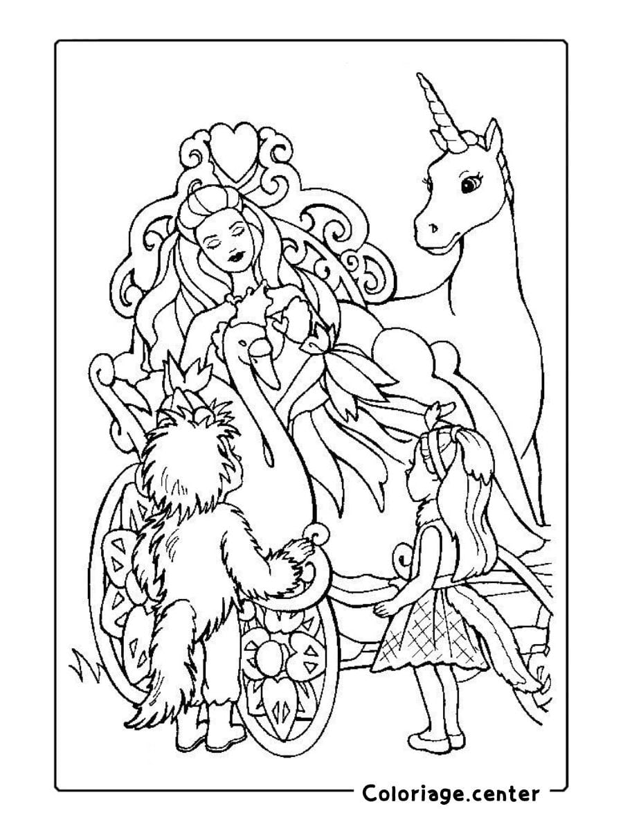 coloriage barbie licorne à imprimer