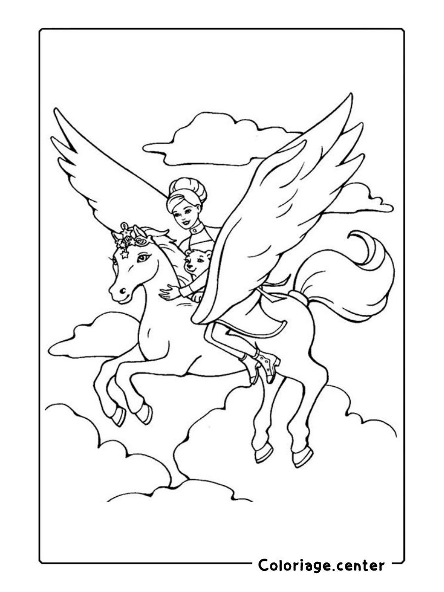 coloriage barbie licorne gratuit à imprimer