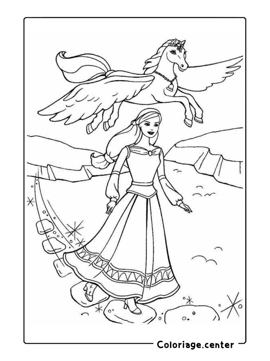 coloriage barbie licorne gratuit