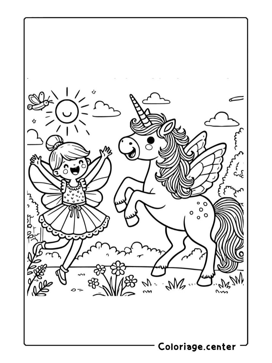 coloriage fee licorne