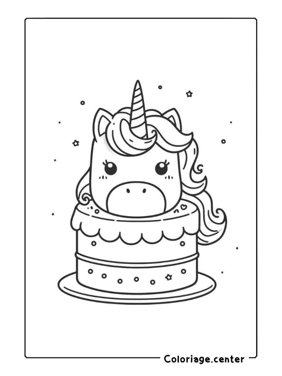 coloriage gâteau licorne