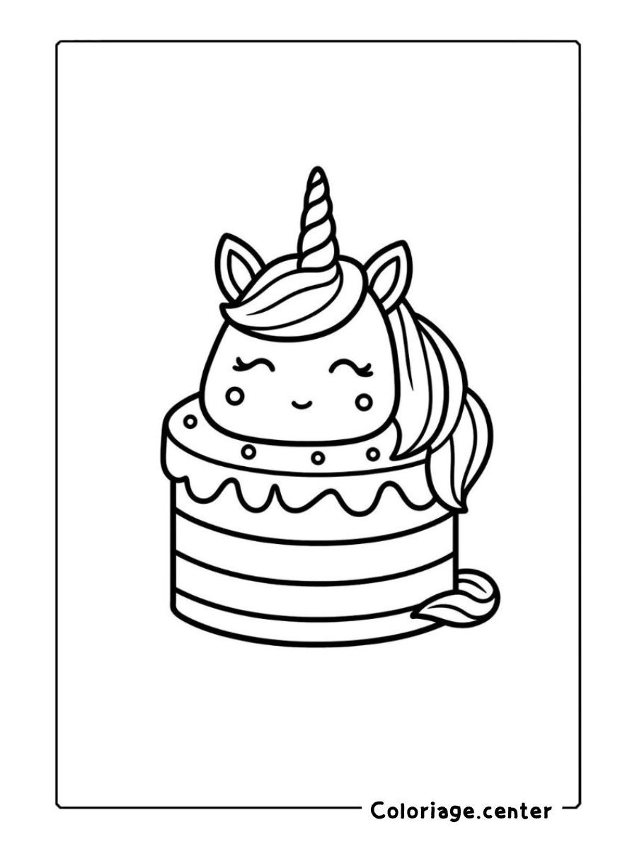 coloriage gateau licorne a imprimer