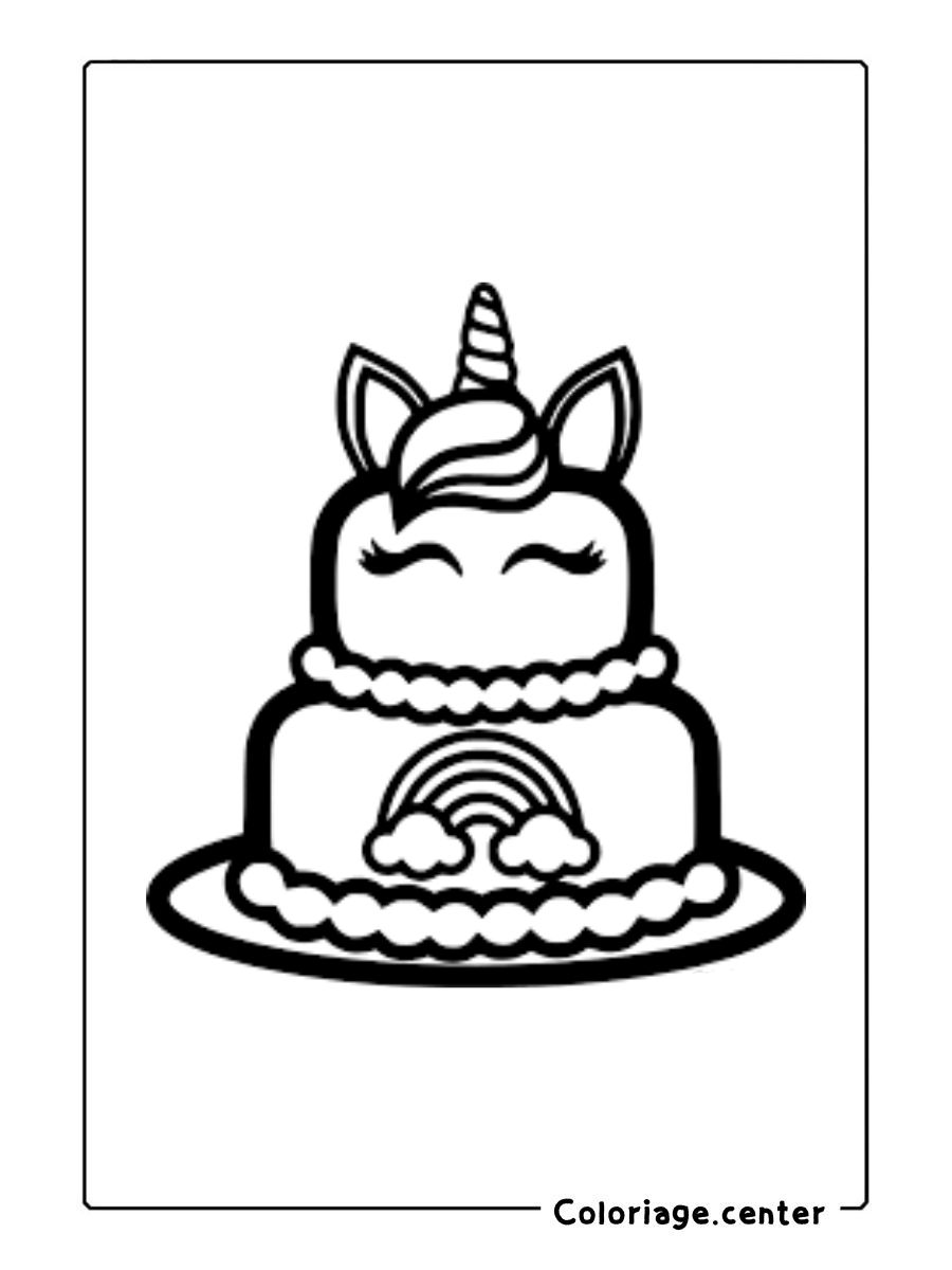 coloriage gateau licorne gratuit